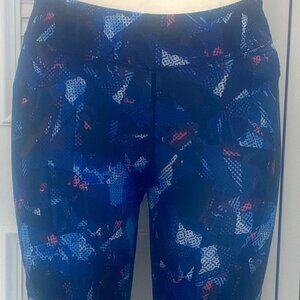 Lefties Leggings Black, Navy, Blue, White & Pink Print with pin-tucking Sz Med